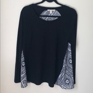 Black Sweater with Patterned Detail